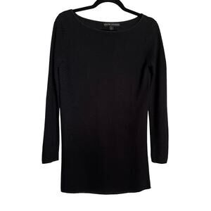 Ralph Lauren Black Label Sweater Textured Knit Black Linen Blend Women's Small‎